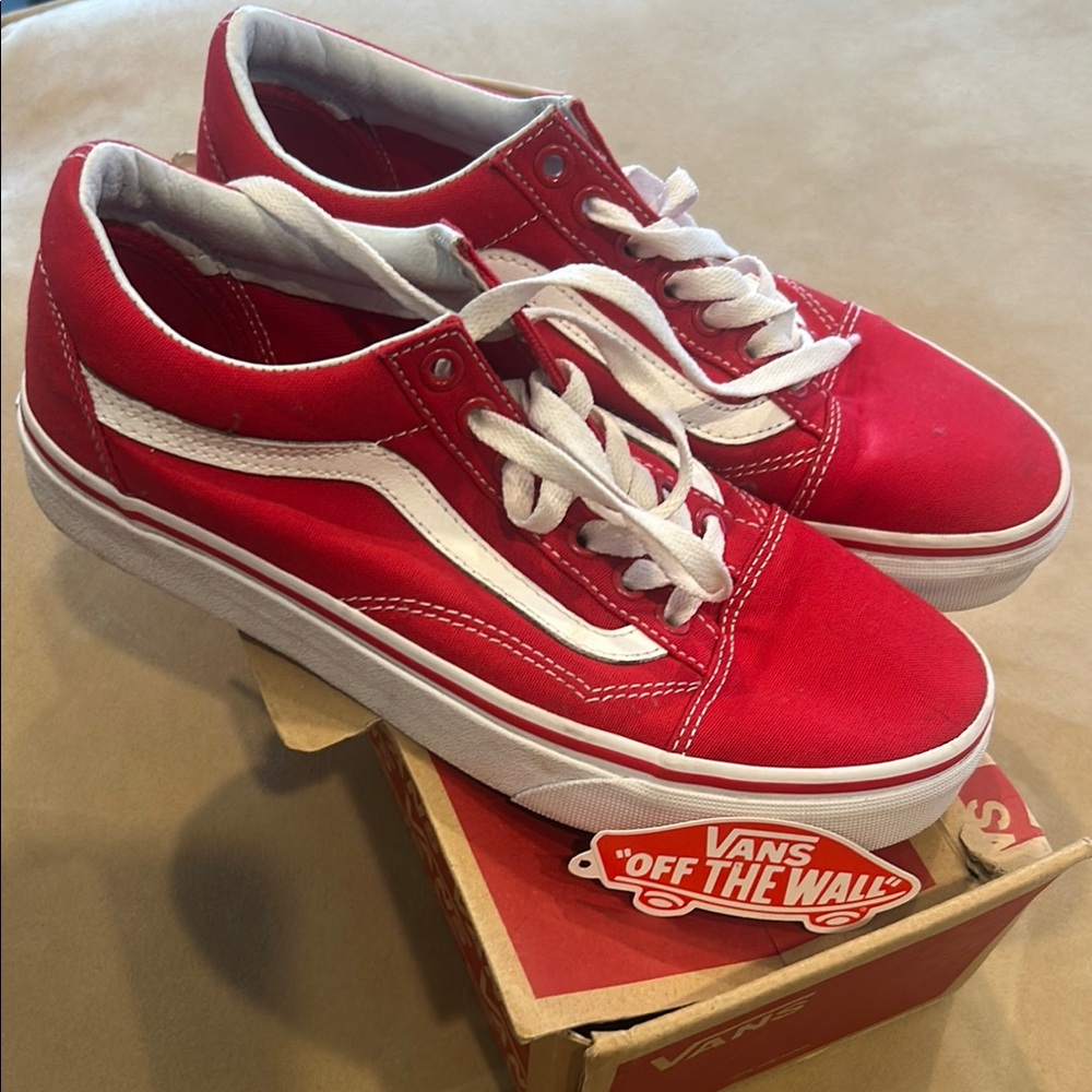 Vans Classic Red and White Low-Tops